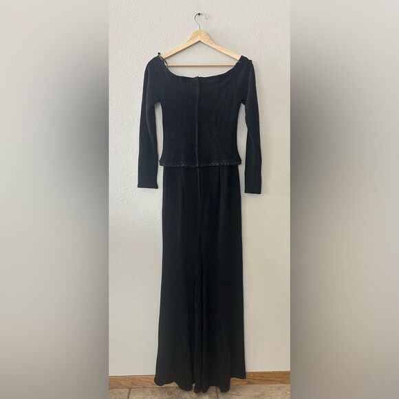 Scott McClintock Vintage 90s Black Beaded Formal Gown Maxi Dress Size 6 - Picture 6 of 11